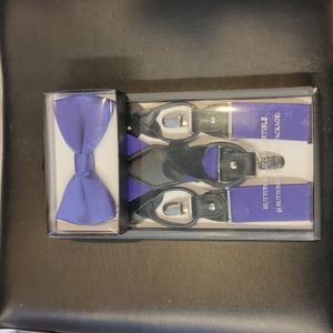 PACKAGE BUNDLE Purple Vico Button & Clip Convertible Suspenders bowtie included